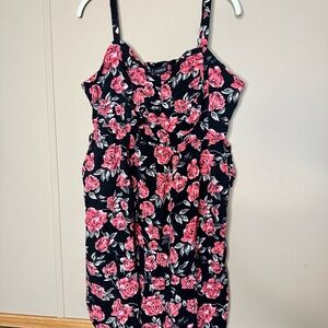 Torrid Black Dress with Red Floral Pattern